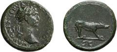 Roman Provincial Trajan. Semis; Trajan; 98-117 AD, Rome, After c. 109 AD, Semis, 3.26g. Woytek, MIR-599a (9 spec.); BM-1060 var.; C-338 (6 Fr.); RIC-691. Obv: IMP CAES NERVA TRAIAN AVG Head laureate r