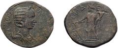 Roman Herennia Etruscilla. ; Herennia Etruscilla; Celenderis, Cilicia, AE 23-25.5, 6.81g. RPC-1328 (5 spec., including ours), pl. 89 (same dies). Obv: EPENNIA - ETPVCKI??A Bust draped r. on crescent, 