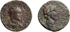 Roman Valerian I. AE 33; Valerian I; 253-260 AD, Epiphaneia, Cilicia, Year 322=254/5 AD, AE 33, 24.13g. SNG Bern/Righetti-1549. Obv: AVT K .? ?. OVA?EPIANOC - CE -[B] Bust laureate, draped, cuirassed 