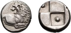 Ancient Greek Silver Thrace, Cherronesos. Achaean League Hemidrachm, ex BCD; Thrace, Cherronesos; c. 350-300 BC, Hemidrachm, 2.28g. BM-8, SNG Cop-824. Obv: Forepart of lion r., head turned back. Rx: Q