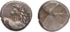 Ancient Greek Silver Tauric Chersonesus, Cherronesus. Achaean League Hemidrachm, ex BCD; Tauric Chersonesus, Cherronesus; c. 400-350 BC, Hemidrachm, 2.41g. Cf. BM-27 and Sear-1604. Obv: Forepart of li