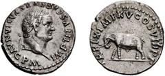 Roman Empire Titus. Denarius; Titus; 79-81 AD, Rome, 80 AD, Denarius, 3.36g. RIC-115 (C2), BM-43, Paris-37, C-303 (2 Fr.). Obv: IMP TITVS CAES VESPASIAN AVG P M Head laureate r. Rx: TR P IX IMP XV COS