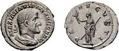 Roman Empire Maximinus I Thrax. Denarius; Maximinus I Thrax; 235-238 AD, Rome, 236-8 AD, Denarius, 3.34g. BM-144, C-37, RIC-19. Obv: with GERM, third portrait. Rx: PAX - AVGVSTI Pax standing l. holdin