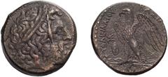 Roman Bronzes Ptolemaic, Ptolemy II. AE 26; Ptolemaic, Ptolemy II; 285-246 BC. Alexandria, AE 26, 17.13g. SNG Cop-120, Sv-553. Obv: Laureate head of Zeus r. Rx: ??????AI?? - ??S???[OS] Eagle standing 