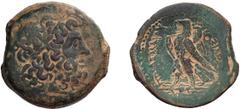 Roman Bronzes Ptolemaic, Ptolemy II. AE 30; Ptolemaic, Ptolemy II; 285-246 BC. Sidon, AE 30, 24.95g. Sv-760. Obv: Laureate head of Zeus r. Rx: ?????????? - ??S???O[S] Eagle with folded wings standing 