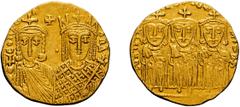 Byzantine Gold Constantine VI and Irene. Solidus; Constantine VI and Irene; 780-797 AD. Constantinople. Solidus, 4.41g. Berk-234, DO-1, Sear-1593. Obv: Facing busts of Constantine VI, beardless on l. 