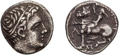 Greek Silver Macedonia, Philip II. Achaean League Hemidrachm, ex BCD; Macedonia, Philip II; 359-336 BC. Pella, c. 359-355/4 BC, Hemidrachm, 1.77g. Cf. Le Rider-pl. 2, 48 (same obv. die D30, new rev. d