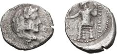 Greek Silver Macedonia, Alexander III The Great. 1/8 Obol; Macedonia, Alexander III The Great; 336-323 BC. Possibly Aradus, c. 311-300 BC, Obol, 0.66g. Does not appear to be recorded. Price-. Obv: Hea