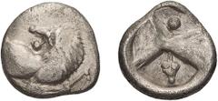 Greek Silver Cherronesos, ancient "barbarous" imitation. Achaean League Hemidrachm, ex BCD; Cherronesos, ancient "barbarous" imitation; c. 350-300 BC or later, Hemidrachm, 2.24g. Cf. BM-11 for prototy