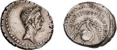 Roman Republic & Imperatorial Julius Caesar. Denarius; Julius Caesar; 42 BC, Denarius, 4.08g. Cr-494/39a, Syd-1096a (R4), C-29 (12 Fr.), Sear Imperators-116. Obv: Wreathed head of Julius Caesar r., wi
