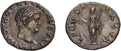 Roman Imperial Otho. Denarius; Otho; 69 AD, Rome, Denarius, 3.19g. BM-17, Paris-10, C-17 (12 Fr.), RIC-8 (R2). Obv: IMP M OTHO CAESAR AVG TR P Head bare r. Rx: SECVRI - TAS P R Securitas standing l. h