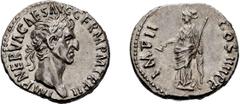 Roman Imperial Nerva. Denarius; Nerva; 96-98 AD, Rome, 98 AD, Denarius, 3.61g. BM-66, Paris-49, C-89, RIC-43. Obv: IMP NERVA CAES AVG GERM P M TR P II Head laureate r. Rx: IMP II - COS IIII P P Libert