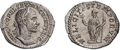 Roman Imperial Macrinus. Denarius; Macrinus; 217-218 AD, Rome, 217 AD, Denarius, 2.81g. BM-9, C-19 corr. (6 Fr.), RIC-62. Obv: IMP C M OPEL SEV MACRINVS AVG Bust laureate, cuirassed r., seen from fron