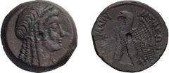 Greek Bronze Ptolemaic, Ptolemy V. AE 25; Ptolemaic, Ptolemy V; 205-180 BC, AE 25, Alexandria, 16.09g. SNG Cop-248, Sv-1235. Obv: Female head (Isis?) r. Rx: Eagle standing l. on thunderbolt. Ex Don Do