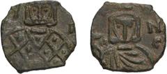 Byzantine Michael I. Follis; Michael I; 811-813 AD. Syracuse, Follis, 2.70g. Berk-882, DO-9, Sear-1624. Obv: [M - I/X/A] Facing bust of Michael, with short beard, wearing [crown] and loros, and holdin