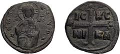 Byzantine Anonymous, attributed to Michael IV. Follis; Anonymous, attributed to Michael IV; 1034-1041 AD. Constantinople, Follis, 7.68g. Berk-952, Sear-1825. Obv: +EMMANOVH? IC - XC Three-quarter leng