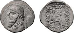 Greek Parthia, Mithradates II, 123-88 BC. Drachm; Parthia, Mithradates II, 123-88 BC; Drachm, 4.18g. Shore-69, Sellwood-24.9. Obv: Bare-headed bust of king l., wearing diadem. Rx: Archer seated r. on 