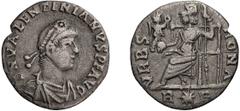 Roman Imperial Valentinian II. Siliqua; Valentinian II; 375-392 AD, Rome, 378-383 AD, Siliqua, 1.58g. RIC-35b (S), mintmark 1, officina P=1. Obv: D N VALENTINIANVS P F AVG Pearl-diademed, draped, cuir