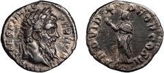 Roman Silver Pertinax. Denarius; Pertinax; 193 AD, Rome, Denarius, 2.64g. BM-13, C-43 (50 Fr.), RIC-11a (R2). Obv: IMP CAES P HELV - PERTIN AVG Head laureate r. Rx: PROVID - DEOR COS II The Human Race