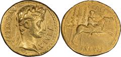 Ancient Gold Augustus. Aureus; Augustus; 27 BC-14 AD, Lugdunum, 8 BC, Aureus, 7.90g. BM-498, Paris-1457, C-39 (50 Fr.), RIC-198, Calicó-174. Obv: AVGVSTVS - DIVI F Head laureate r. Rx: C CAES above, A