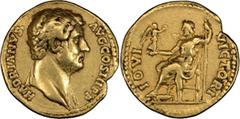 Ancient Gold Hadrian. Aureus; Hadrian; 117-138 AD, Rome, c. 131-8 AD, Aureus, 7.09g. BM-658, Calicó-1276, C-863 (60 Fr.), RIC-251. Obv: HADRIANVS - AVG COS III P P Bare-headed bust r., fold of cloak o