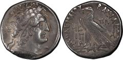 Greek Silver Ptolemaic, Cleopatra III and Ptolemy X, 106-101 BC. Tetradrachm; Ptolemaic, Cleopatra III and Ptolemy X, 106-101 BC; 101 BC, Tetradrachm, 13.57g. Svoronos-1731. Obv: Head of Ptolemy I r. 