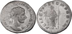 Roman Imperial Macrinus. Antoninianus; Macrinus; 217-218 AD, Rome, 217 AD, Antoninianus, 4.23g. BM-7, RIC-63, bust var. of C-20 (12 Fr.). Obv: IMP C M OPEL SEV MACRINVS AVG Bust radiate, cuirassed r.,
