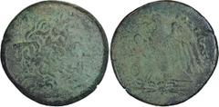 Greek Bronze Ptolemaic, Ptolemy II. ; Ptolemaic, Ptolemy II; 285-246 BC, AE 27-28, Diobol, 16.57g. CPE-B166 ff. Obv: Laureate head of Zeus r. Rx: ?TO?EMAIOY - BASI?EOS Eagle standing l. on thunderbolt