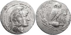 Greek Coins Attica, Athens, New Style. Tetradrachm; Attica, Athens, New Style; Two monograms, Eagle, c. 141/0 BC, Tetradrachm, 16.75g. Thompson-241, rev. die not illustrated. Obv: Helmeted head of Ath