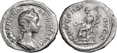 Roman Coins Orbiana. Denarius; Orbiana; Rome, c. 226 AD, Denarius, 2.50g. BM-287, C-3 (20 Fr.), RIC-321. Obv: SALL BARBIA - ORBIANA AVG Bust draped r. wearing stephane. Rx: CONCORDI - A - AVGG Concord