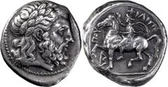 Greek Macedonia, Philip II, 359-336 BC. Stater; Macedonia, Philip II, 359-336 BC; Amphipolis I B, c. 355-349/8 BC (lifetime), Stater, 14.35g. Le Rider-154 (D71/R127). Obv: Laureate head of Zeus r. Rx: