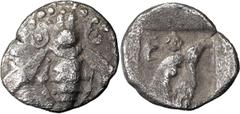 Greek Ionia, Ephesus. Archaic Tetartemorion; Ionia, Ephesus; c. 500-420 BC, Tetartemorion, 0.21g. SNG Kayan-126. Obv: Bee. Rx: Eagle's head r. Ex Berk 169, 1 June 2010, lot 149.. VF