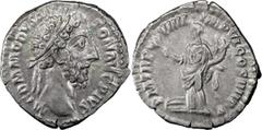 Roman Commodus. Denarius; Commodus; 177-192 AD, Denarius, Rome, 184 AD, 3.34g. BM-125, RSC-451a. Obv: M COMMODVS AN - TON AVG PIVS Head laureate r. Rx: P M TR P - VIIII -IMP VI COS IIII P P Pax standi