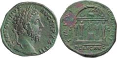 Roman Marcus Aurelius. Sestertius; Marcus Aurelius; 161-180 AD, Rome, 173 AD, Sestertius, 21.42g. BM-1441, bust var. of C-535 (25 Fr.) and RIC-1075. Obv: M ANTONINVS - AVG TR P XXVII Head laureate r. 