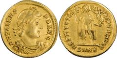 Gold Coins Valens. Solidus; Valens; 364-378 AD, Nicomedia, 364-7 AD, Solidus, 4.26g. RIC-2f (R3), mintmark 1; Depeyrot-18/3 (p. 268, 4 spec.); C-34 (25 Fr.). Obv: D N VALENS - P F AVG Pearl-diademed, 
