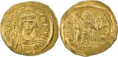 Gold Coins Focas. Solidus; Focas; 602-610 AD. Constantinople, c. 603-607 AD, Solidus, 4.48g. Berk-99, Sear-618, MIB-7. Obv: O N FOCAS - PERP AVC Draped, cuirassed bust facing, wearing crown without pe