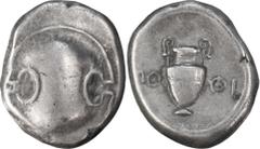 Greek Coins Boeotia, Thebes. Stater; Boeotia, Thebes; Stater, Boeotia, Thebes, 379-338 BC, 12.13g. BM-(magistrate not listed). Obv: Boeotian shield. Rx: Amphora, letters of magistrate's name on either