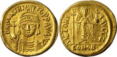 Ancient Gold Coins Maurice. Solidus; Maurice; 582-602 AD. Carthage, Indictional year Z=7=588/9 AD, Solidus, 4.37g. Hahn-25a. Ex HJB, Private Treaty, January 2002.. MS