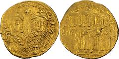 Ancient Gold Coins Constantine VI and Irene. Solidus; Constantine VI and Irene; Constantinople, 780-790 AD. Solidus, 4.42g. Berk-234, S-1593, DO-1. Obv: Facing busts of Constantine VI, beardless on l.