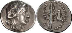 Ancient Greek Coins Caria, Myndus. Achaean League Hemidrachm, ex BCD; Caria, Myndus; Hemidrachm, 2.24g. SNG Lockett-2906, SNG Keckman-, SNG Kayhan-. Obv: Wreathed head of Dionysus r. Rx: Winged thunde