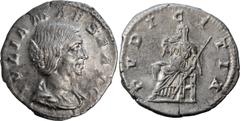 Ancient Roman and Byzantine Coins Julia Maesa. Denarius; Julia Maesa; Rome, 221-2 AD, Denarius, 2.78g. BM-76, C-36, RIC-268. Rx: PVDICITIA Pudicitia seated l. drawing veil over head and holding scepte