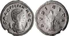 Ancient Roman and Byzantine Coins Salonina. Antoninianus; Salonina; Rome, Antoninianus, 4.77g. Göbl-492s (60 spec.), Cunetio-1109 (89 spec.), RIC-24, C-92. Obv: SALONINA - AVG Bust draped r. on cresce
