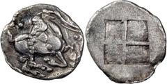 Ancient Coins Mydones or Krestones. Alexandria Diobol; Mydones or Krestones; c. 485-470 BC, Diobol, 0.93g. Lorber, Goats-15; SNG ANS-60 (Acanthus). Thraco-Macedonian tribes, Mydones or Krestones. Obv: