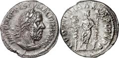 Ancient Coins Macrinus. Denarius; Macrinus; 217-218 AD, Rome, Later 217 AD, Denarius, 2.66g. BM-38, C-60, RIC-22A. Obv: IMP C M OPEL SEV MACRINVS AVG Bust laureate, cuirassed r., seen from front, with
