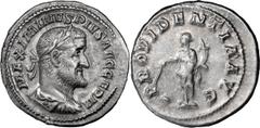 Ancient Coins Maximinus I Thrax. Denarius; Maximinus I Thrax; 235-238 AD, Rome, 236-238 AD, Denarius, 3.90g. BM-170, C-75, RIC-20. Obv: with GERM, third portrait. Rx: PROVIDENTIA AVG Providentia stand