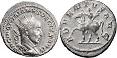 Ancient Coins Trajan Decius. Antoninianus; Trajan Decius; 249-251 AD, Rome, Antoninianus, 4.07g. RIC-11b, C-4. Obv: IMP C M Q TRAIANVS DECIVS AVG Bust radiate, cuirassed r. Rx: ADVENTVS AVG Emperor on
