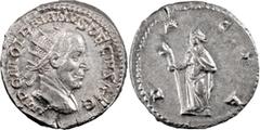 Ancient Coins Trajan Decius. Antoninianus; Trajan Decius; 249-251 AD, Rome, Antoninianus, 5.50g. RIC-12b (C), C-16 (2 Fr.). Obv: IMP C M Q TRAIANVS DECIVS AVG Bust radiate, cuirassed r. Rx: D - A - CI