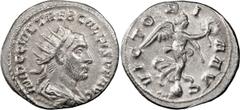 Ancient Coins Trebonianus Gallus. Antoninianus; Trebonianus Gallus; 251-253 AD, Antioch, Antoninianus, 3.20g. RIC-94, C-127. Obv: IMP C C VIB TREB GALLVS AVG Bust radiate, draped, cuirassed r., four p