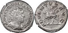 Ancient Coins Volusian. Antoninianus; Volusian; 251-253 AD, Antioch, Antoninianus, 3.75g. RIC-214 (R), C-1 (8 Fr.). Obv: IMP C C VIB VOLVSIANVS AVG Bust radiate, draped, cuirassed r. Rx: ADVENTVS AVG 