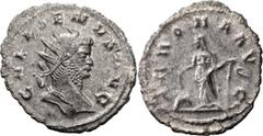Ancient Coins Gallienus. Antoninianus; Gallienus; 253-268 AD, Rome, Sole Reign, 260-8 AD, Antoninianus, 3.41g. Cunetio Hoard-1056 (1 spec. only), RIC-162, Göbl-487f (3 spec.). Obv: GALLIENVS AVG Head 